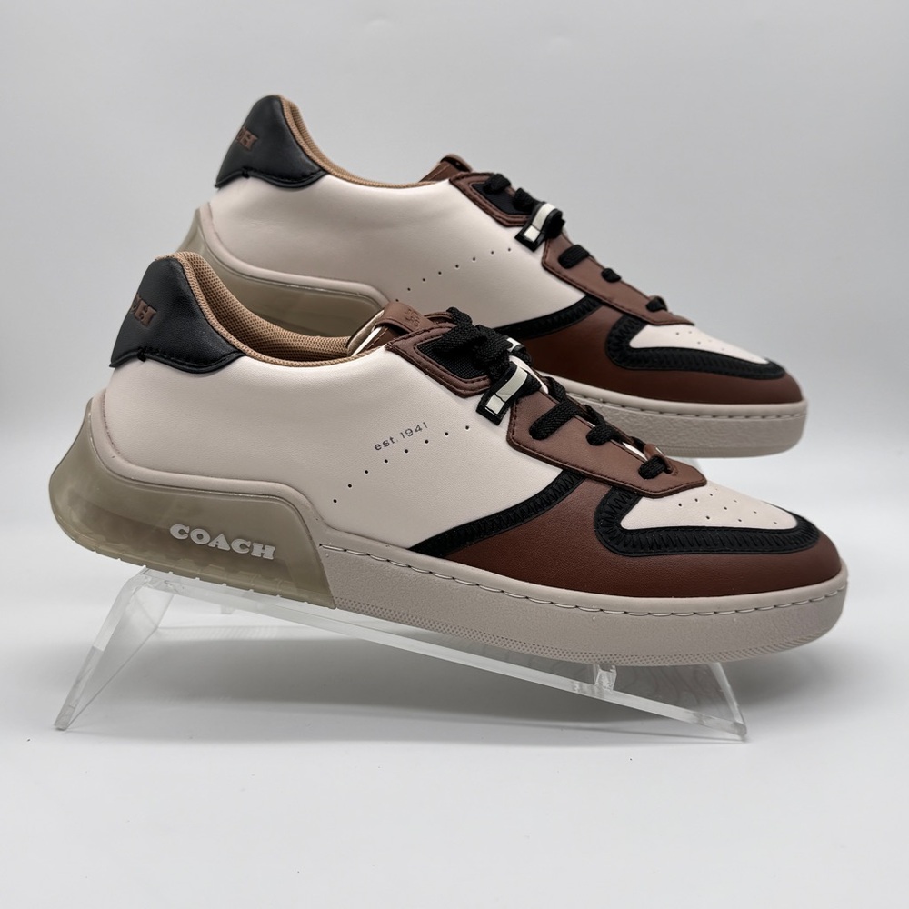 Coach CitySole Court Sneakers Men’s 10D Brown Black White Leather Low Top Shoes